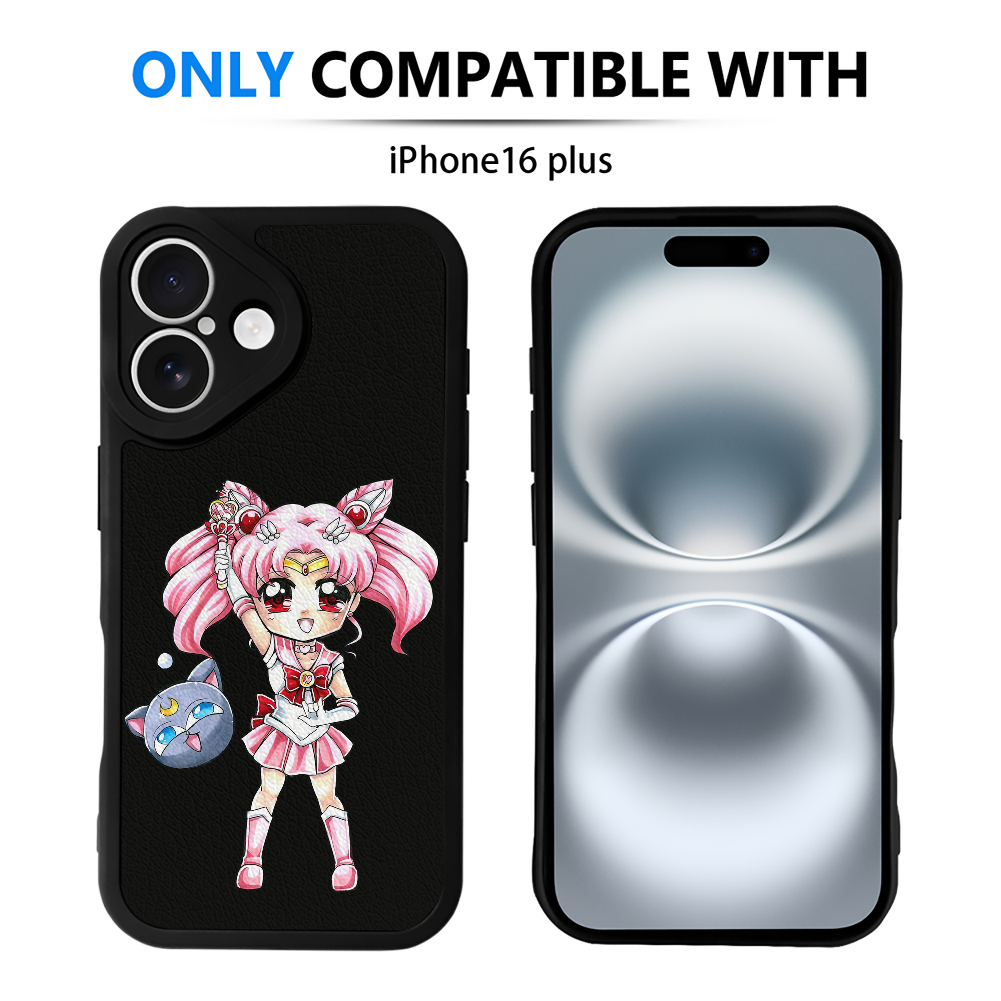 （画像用） 美少女戦士セーラームーン ちびうさ Sailor Moon Chibiusa Tsukino Usagi Small Lady Serenity 【iPhone 16シリーズ対応】シリコンスマホケース（レザー調） 材質：シリコン